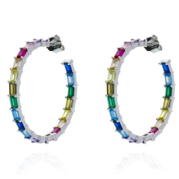 Aros de plata con circonitas de colores
