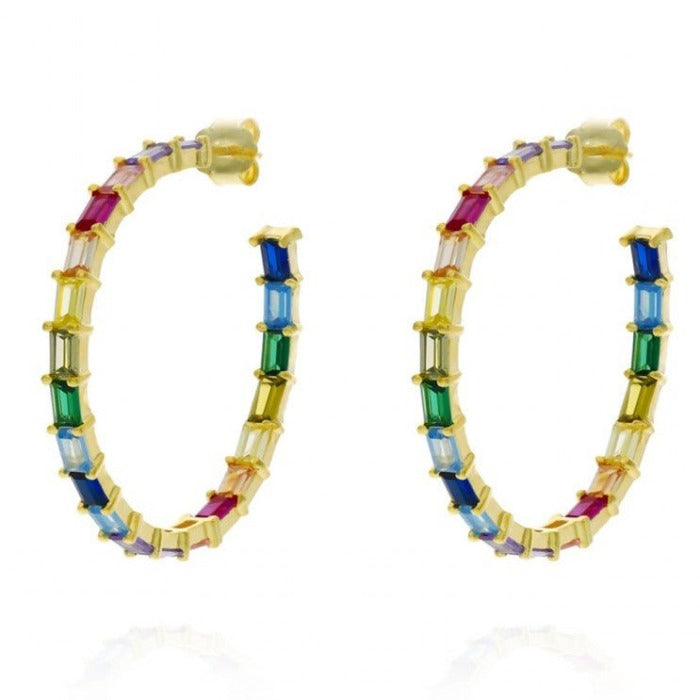 Aros de plata con circonitas de colores